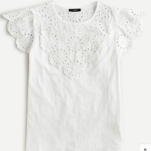 J. Crew Eyelet Flutter Sleeve Tee
